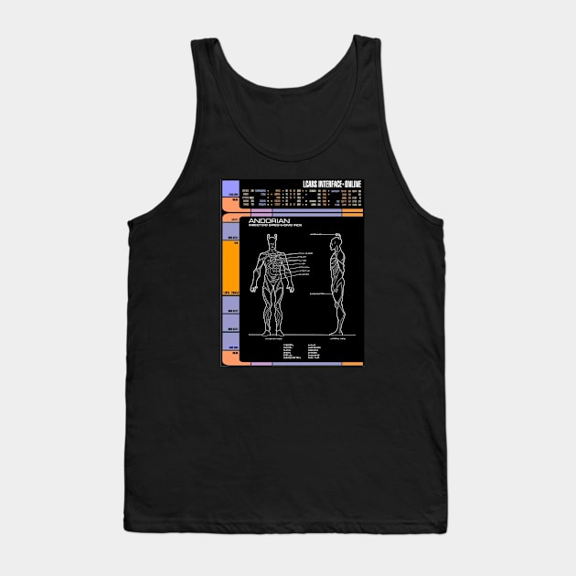 Library Computer Readout of Friendly Alien Species Tank Top by Starbase79